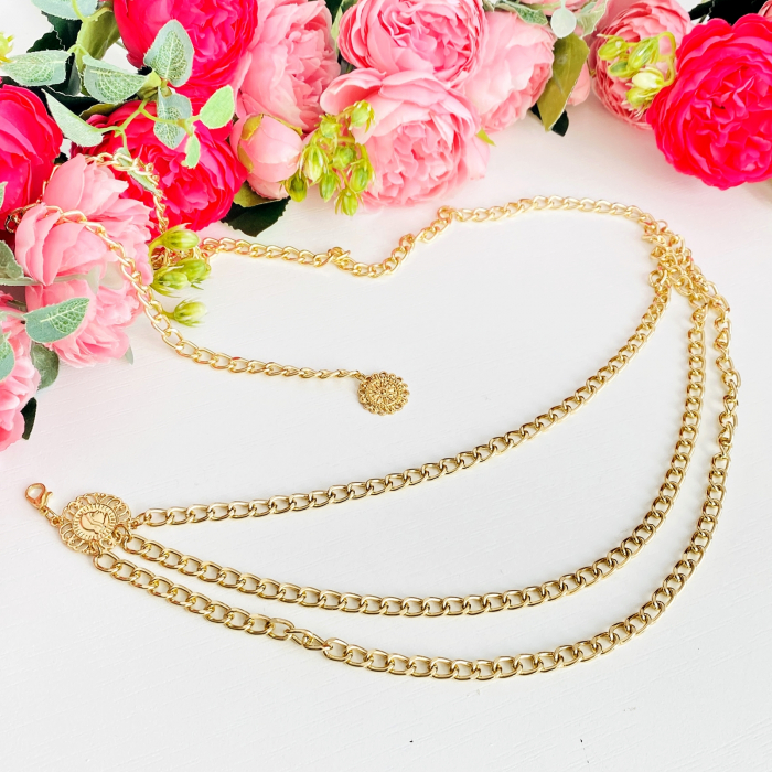 Centura Tip Bijuterie, Centura Metalica, Curea Aurie [6]