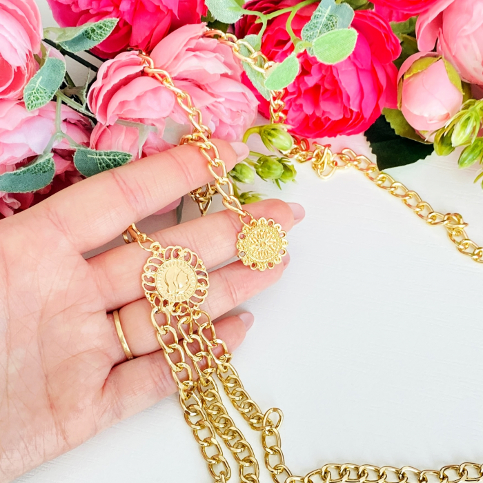 Centura Tip Bijuterie, Centura Metalica, Curea Aurie [4]