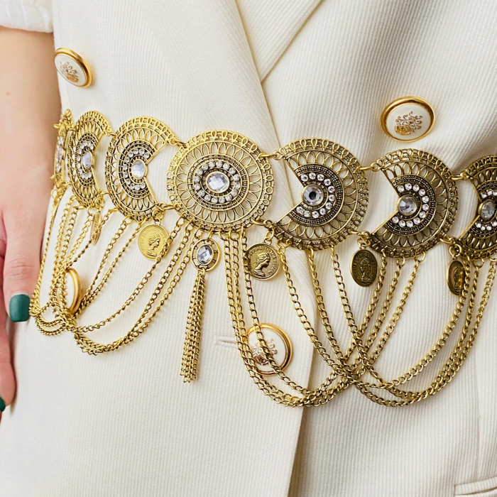 Centura Metalica Tip Bijuterie Aurie, Curea Dama, Curele Femei [7]