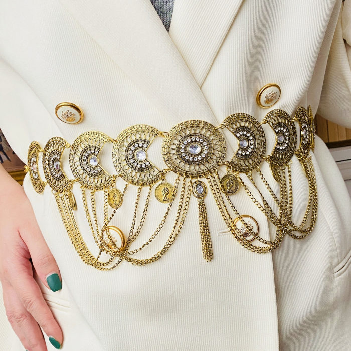 Centura Metalica Tip Bijuterie Aurie, Curea Dama, Curele Femei [3]