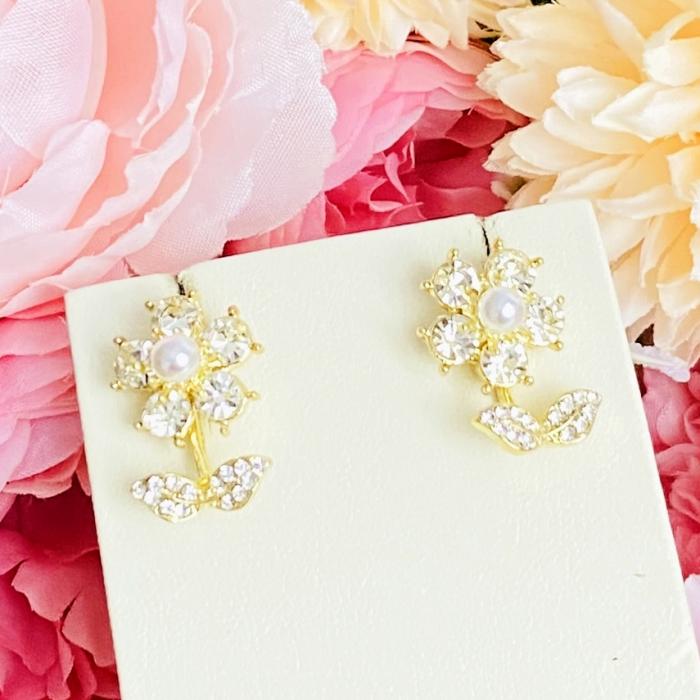 Cercei 2 in 1 Flori Cristale, Cercei Dama, Bijuterii Femei [7]