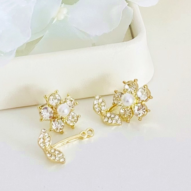 Cercei 2 in 1 Flori Cristale, Cercei Dama, Bijuterii Femei [3]