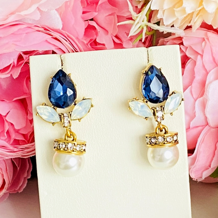 Cercei Lungi Cristale Albastre, Cercei Dama, Bijuterii Femei [4]