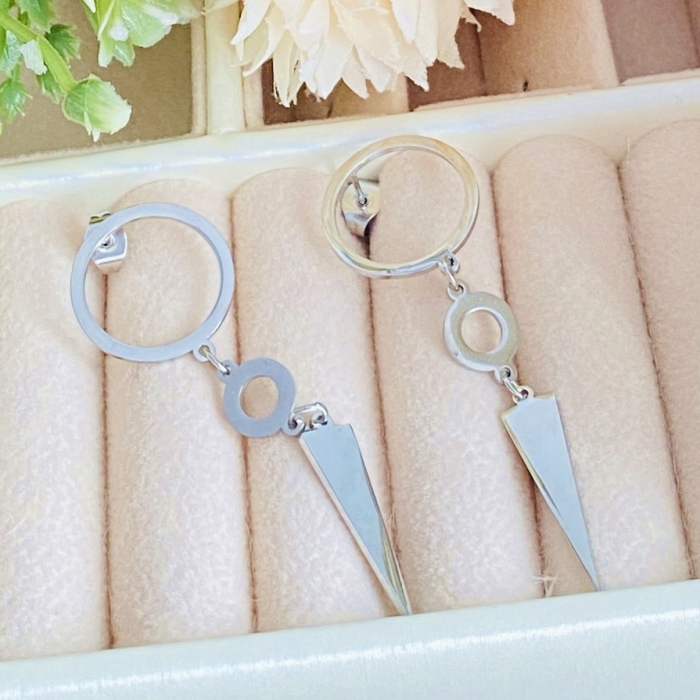 Cercei Argintii Lungi - Otel Inoxidabil, Cercei Surub, Cercei Dama, Bijuterii Inox [4]