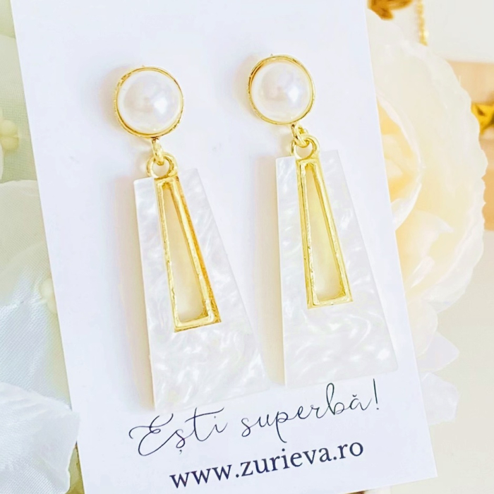 Cercei Lungi Albi, Cercei Dama, Bijuterii Femei [2]