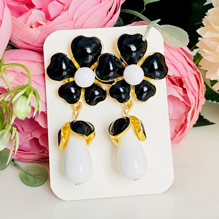 Cercei Lungi Flori Negre, Cercei Lungi Dama, Bijuterii Femei [5]