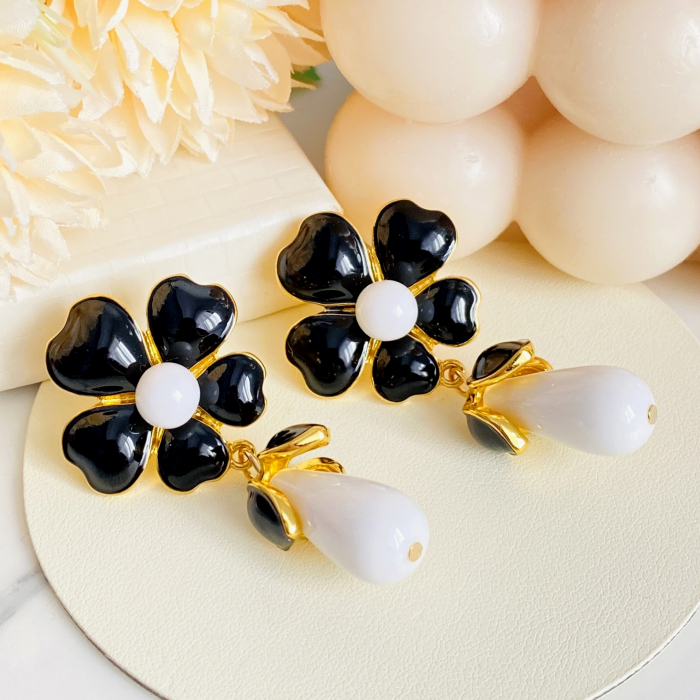 Cercei Lungi Flori Negre, Cercei Lungi Dama, Bijuterii Femei [6]