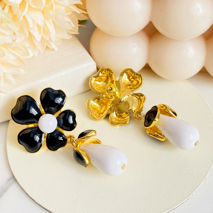 Cercei Lungi Flori Negre, Cercei Lungi Dama, Bijuterii Femei [7]