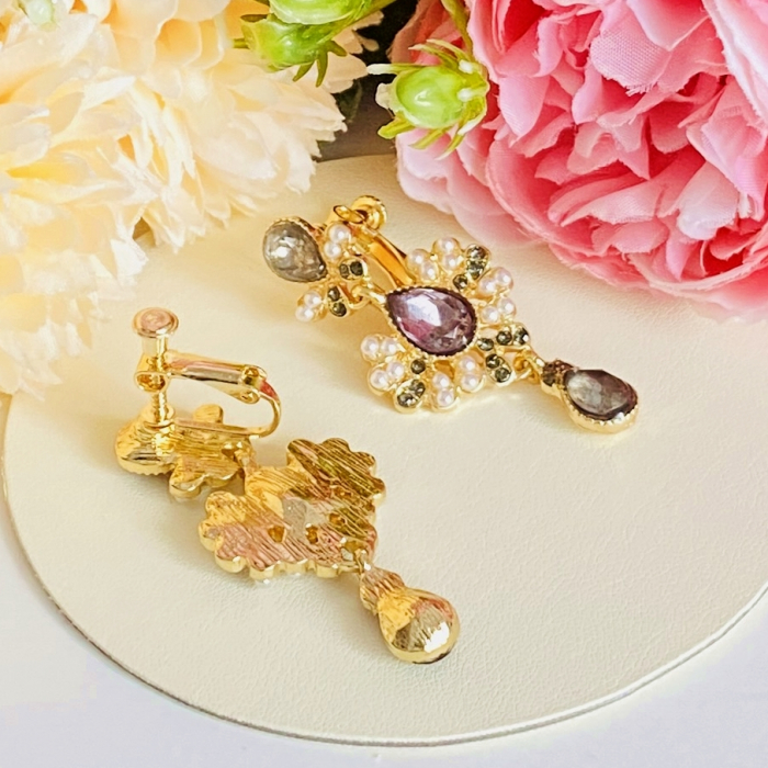 Cercei Clips Lungi Aurii Baroc, Clipsuri Dama, Cercei Eleganti [6]