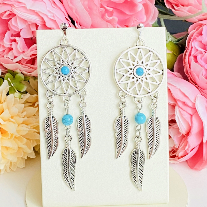 Cercei Clips Argintii, Clipsuri Dreamcatcher [4]