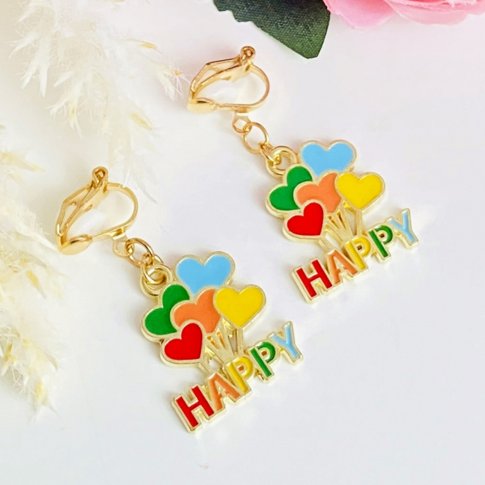 Cercei Clips Happy Inimi Colorate, Cercei Dama, Bijuterii Femei [2]