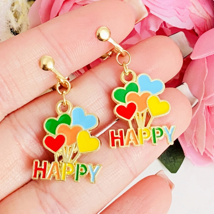Cercei Clips Happy Inimi Colorate, Cercei Dama, Bijuterii Femei [1]