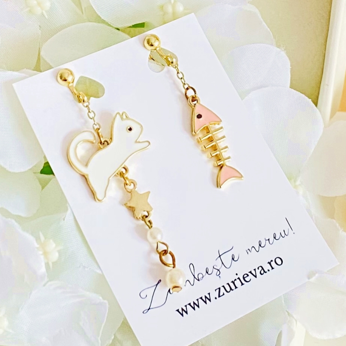 Cercei Clips Pisica & Peste, Cercei Dama, Bijuterii Femei [2]