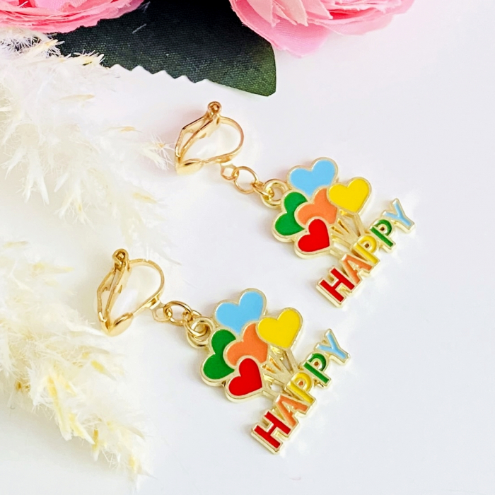 Cercei Clips Happy Inimi Colorate, Cercei Dama, Bijuterii Femei [4]