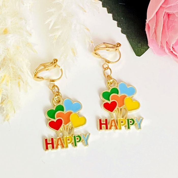 Cercei Clips Happy Inimi Colorate, Cercei Dama, Bijuterii Femei [3]