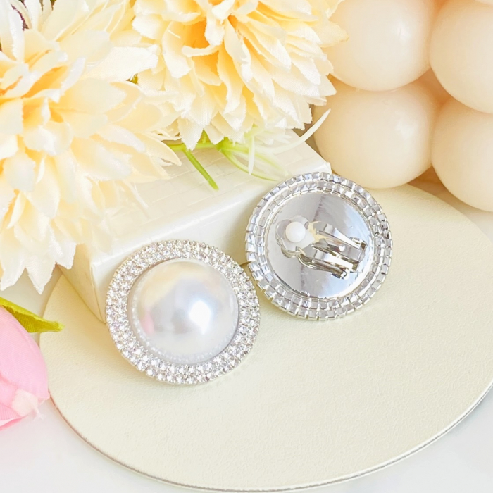 Cercei Clips Perle Albe & Cristale, Cercei Dama, Bijuterii Femei [5]