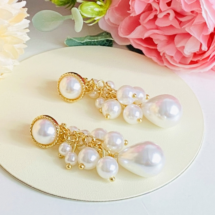 Cercei Clips Lungi Perle Albe, Cercei Dama, Bijuterii Femei [4]