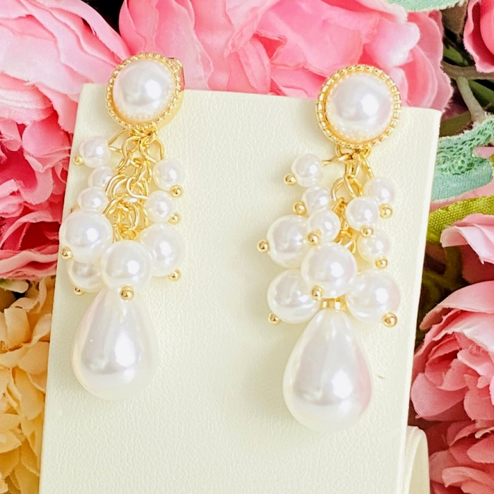 Cercei Clips Lungi Perle Albe, Cercei Dama, Bijuterii Femei [3]