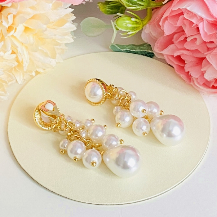 Cercei Clips Lungi Perle Albe, Cercei Dama, Bijuterii Femei [6]