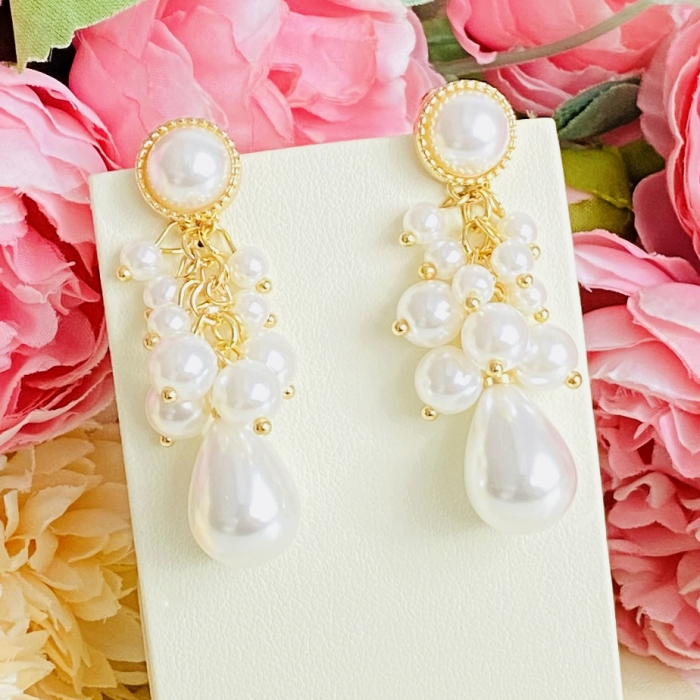 Cercei Clips Lungi Perle Albe, Cercei Dama, Bijuterii Femei [5]