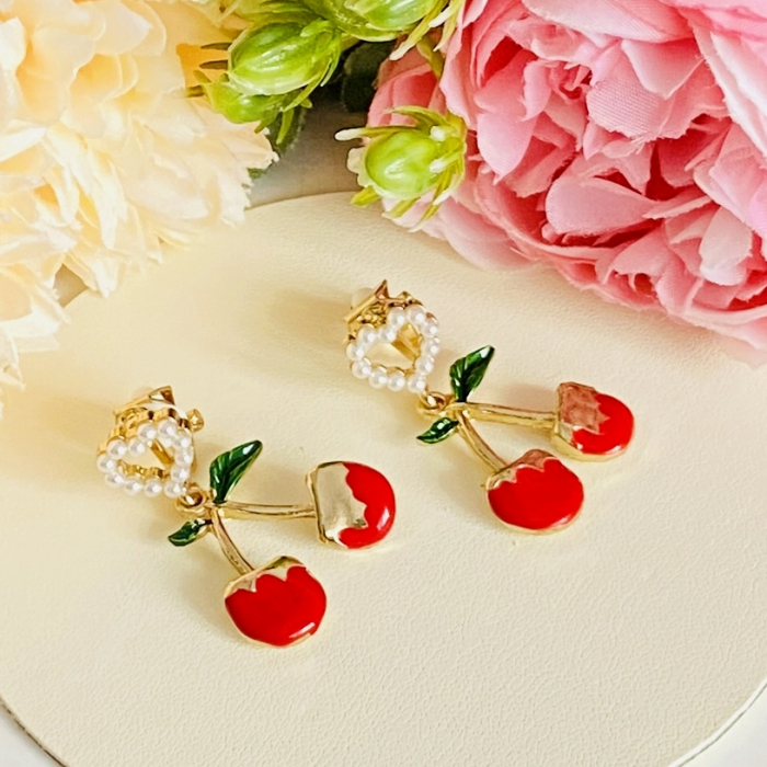 Cercei Clips Cirese & Inimi, Clipsuri Dama, Cercei Eleganti [2]