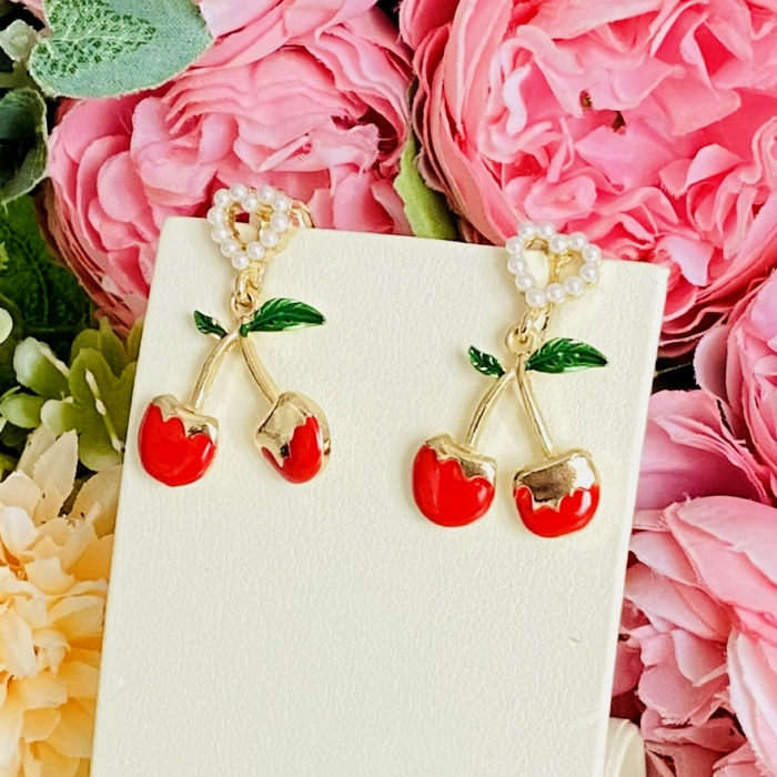 Cercei Clips Cirese & Inimi, Clipsuri Dama, Cercei Eleganti [3]