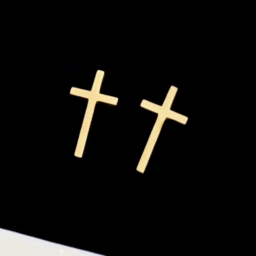 Cercei Cruciulite Aurii - Otel Inoxidabil, Cercei Surub, Cercei Dama, Bijuterii Inox [3]