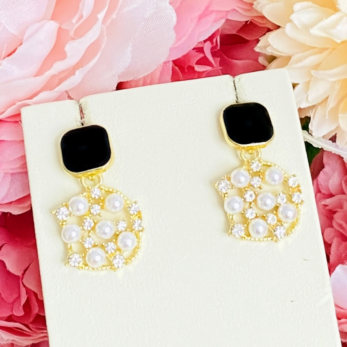 Cercei Negri cu Perle, Cercei Dama, Bijuterii Femei [6]