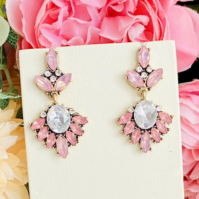 Cercei Mia Cristale Roz, Cercei Dama, Bijuterii Femei [2]