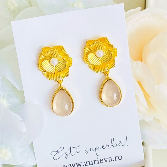 Cercei Flori Aurii, Cercei Dama, Bijuterii Femei [5]