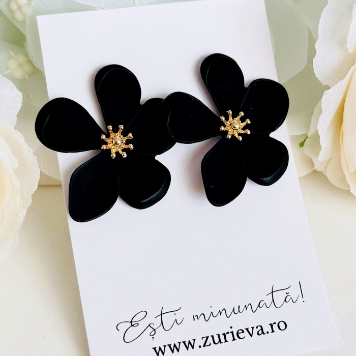 Cercei Flori Negre, Cercei Dama, Bijuterii Femei [7]