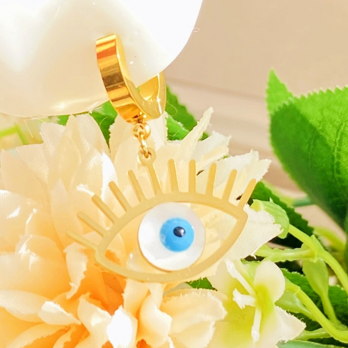 Cercei Blue Evil Eyes - Otel Inoxidabil, Cercei Surub, Cercei Dama, Bijuterii Inox [6]