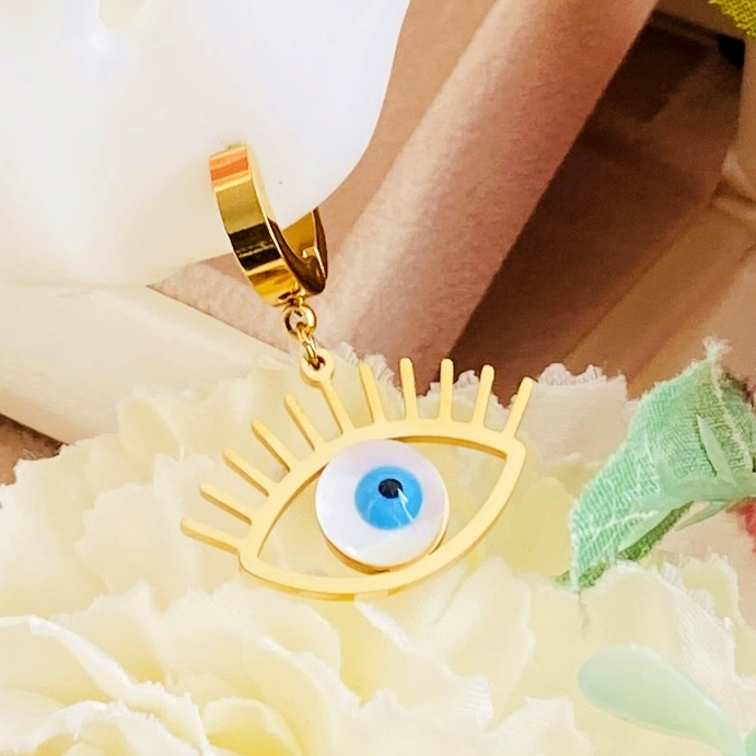 Cercei Blue Evil Eyes - Otel Inoxidabil, Cercei Surub, Cercei Dama, Bijuterii Inox [7]