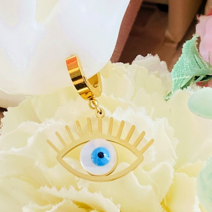 Cercei Blue Evil Eyes - Otel Inoxidabil, Cercei Surub, Cercei Dama, Bijuterii Inox [9]