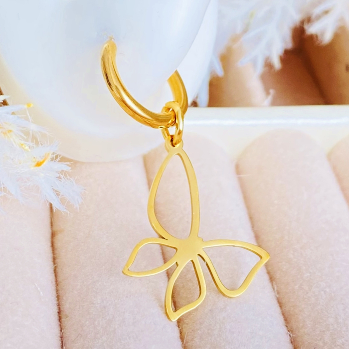 Cercei Fluturi Aurii - Otel Inoxidabil, Cercei Surub, Cercei Dama, Bijuterii Inox [3]