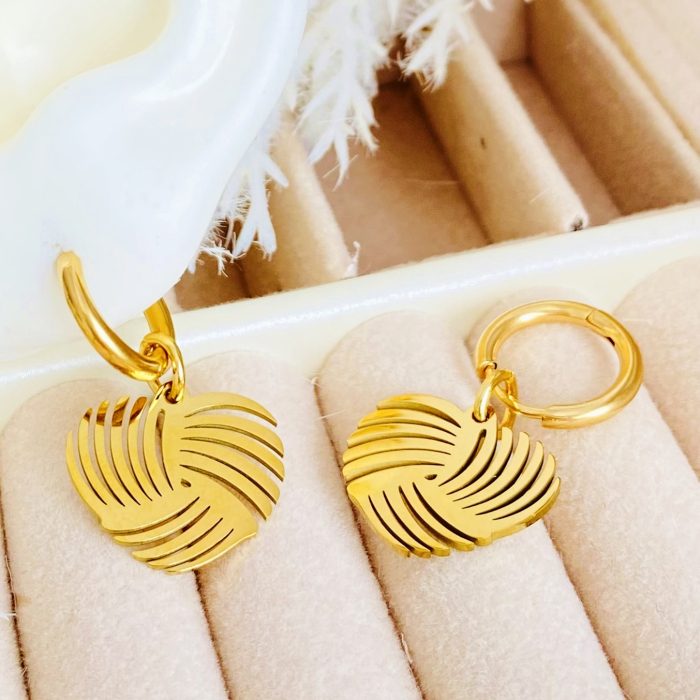 Cercei Inimi Aurii - Otel Inoxidabil, Cercei Surub, Cercei Dama, Bijuterii Inox [1]