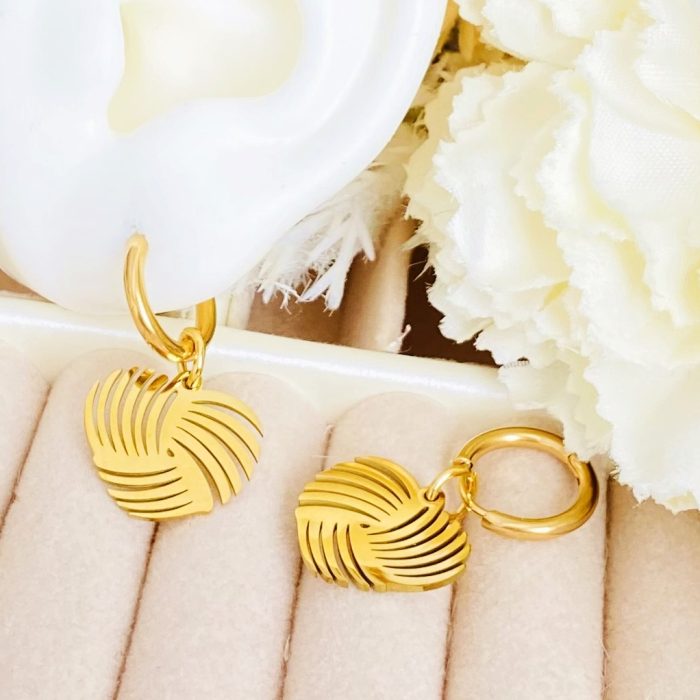 Cercei Inimi Aurii - Otel Inoxidabil, Cercei Surub, Cercei Dama, Bijuterii Inox [3]