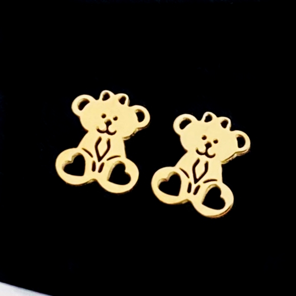 Cercei Ursuleti Aurii - Otel Inoxidabil, Cercei Surub, Cercei Dama, Bijuterii Inox [2]