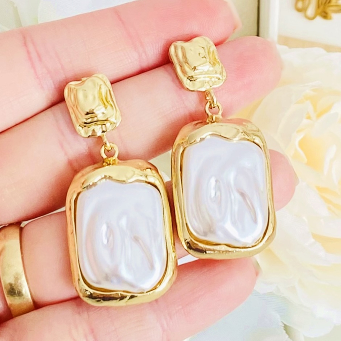 Cercei Lungi Aurii Albi, Cercei Dama, Bijuterii Femei [2]