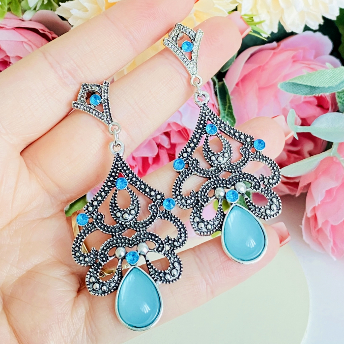 Cercei Royal Blue & Silver, Cercei Dama, Bijuterii Femei [3]