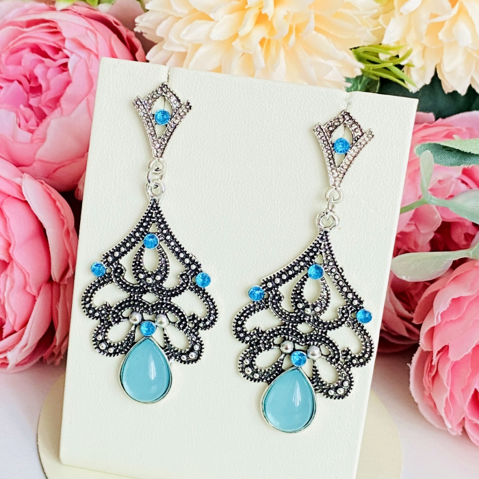 Cercei Royal Blue & Silver, Cercei Dama, Bijuterii Femei [4]