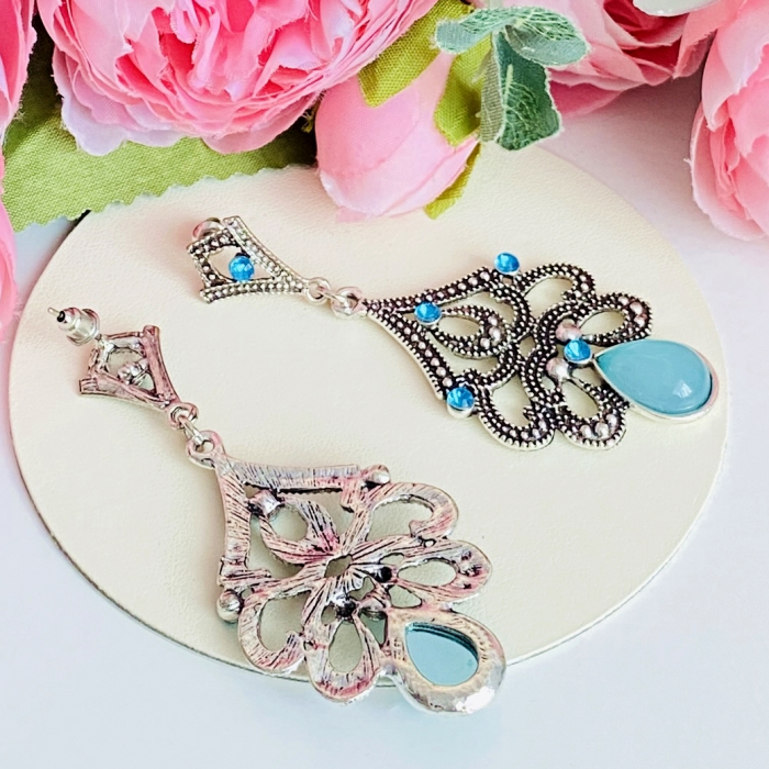 Cercei Royal Blue & Silver, Cercei Dama, Bijuterii Femei [6]