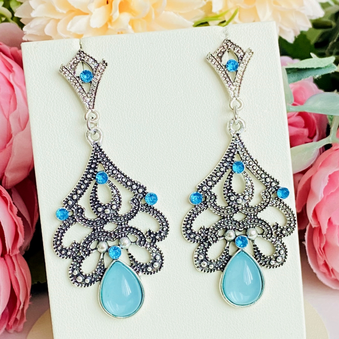 Cercei Royal Blue & Silver, Cercei Dama, Bijuterii Femei [1]