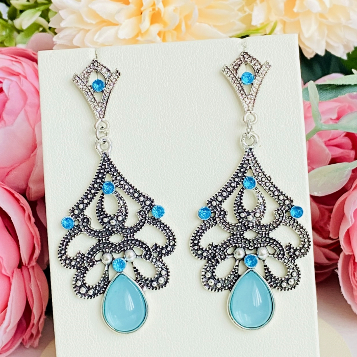 Cercei Royal Blue & Silver, Cercei Dama, Bijuterii Femei [7]