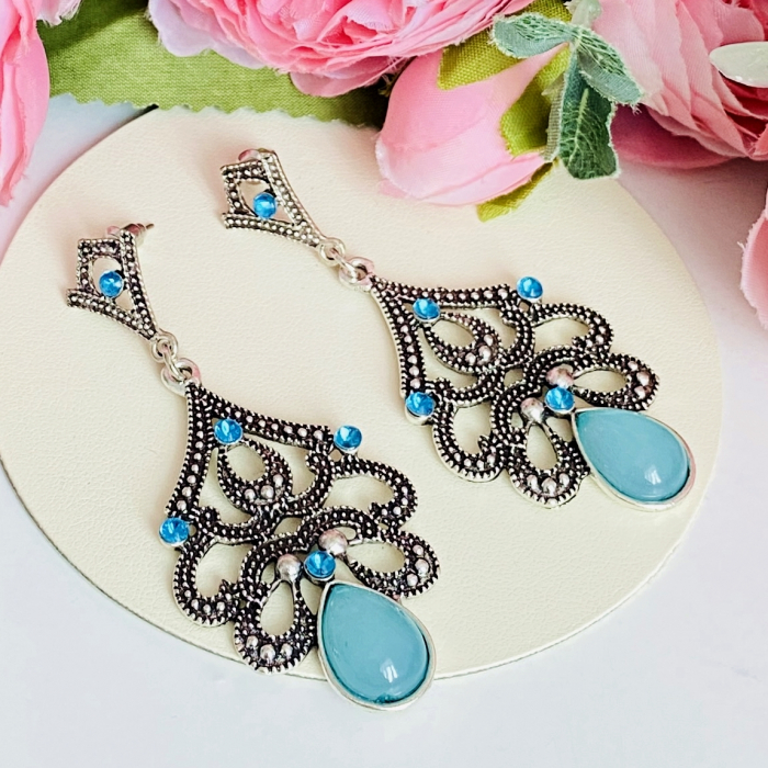 Cercei Royal Blue & Silver, Cercei Dama, Bijuterii Femei [2]