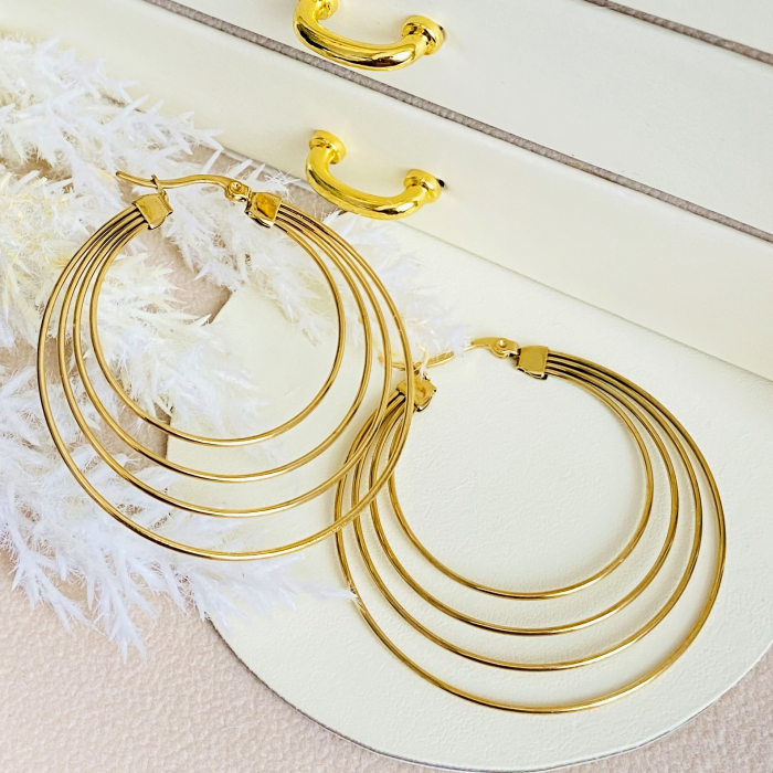 Cercei Rotunzi Hoop Mari - Otel Inoxidabil, Cercei Surub, Cercei Dama, Bijuterii Inox [9]