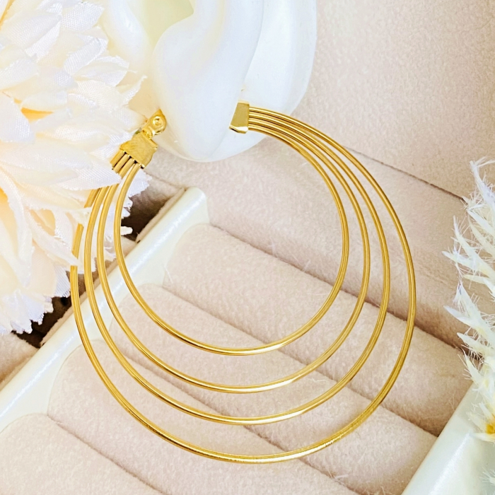 Cercei Rotunzi Hoop Mari - Otel Inoxidabil, Cercei Surub, Cercei Dama, Bijuterii Inox [4]