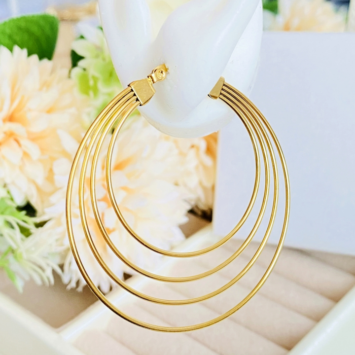 Cercei Rotunzi Hoop Mari - Otel Inoxidabil, Cercei Surub, Cercei Dama, Bijuterii Inox [2]