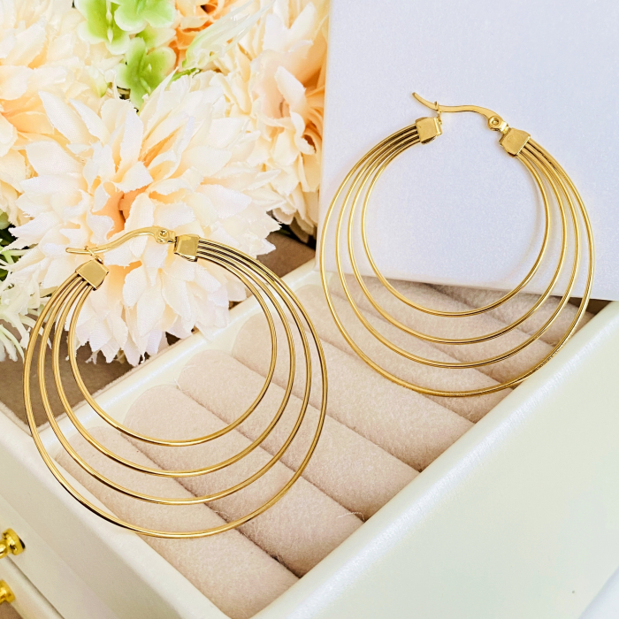 Cercei Rotunzi Hoop Mari - Otel Inoxidabil, Cercei Surub, Cercei Dama, Bijuterii Inox [8]