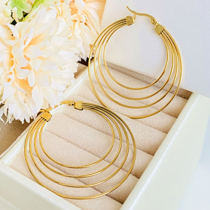 Cercei Rotunzi Hoop Mari - Otel Inoxidabil, Cercei Surub, Cercei Dama, Bijuterii Inox [6]